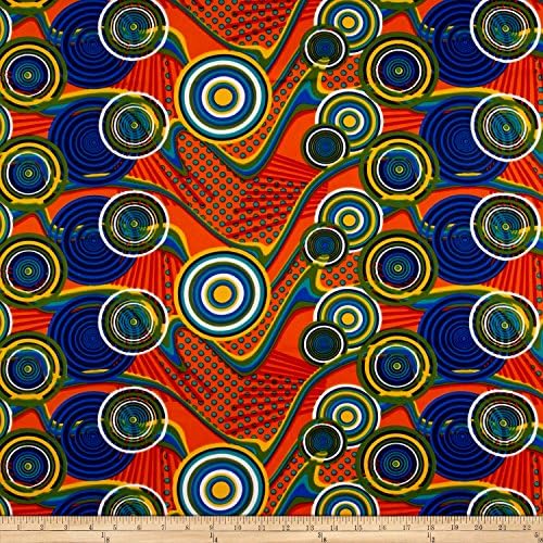 Sonna USA Supreme Fancy African Print 6 Yard Orange/Blue Fabric