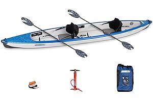 Sea Eagle RazorLite Inflatable Kayak - Lightweight, Drop Stitch, High Speed Touring Kayak - Solo or Tandem - Tall Back Seat(s), Paddle(s), Backpack, Skeg and Pump