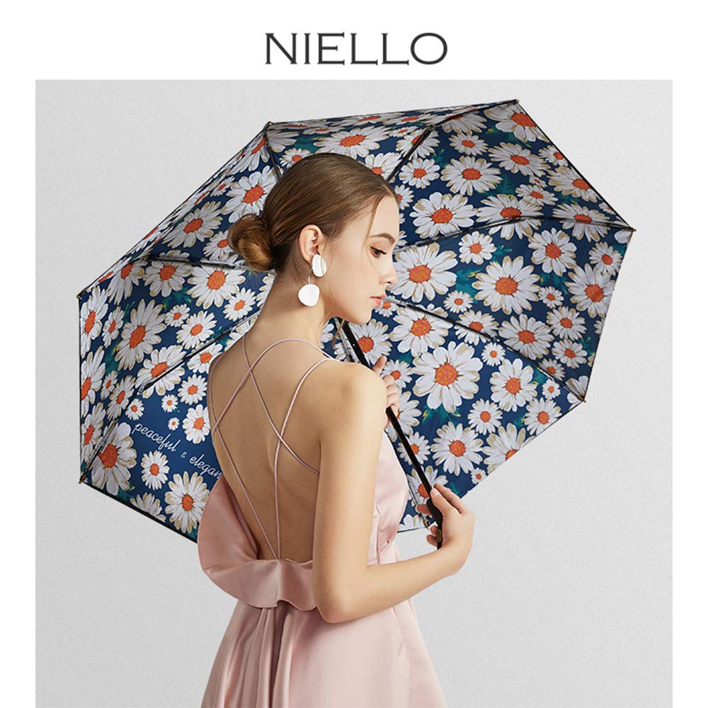 Folding Compact Travel Umbrella Waterproof/Sun Block/Windproof Double Canopy Daisy