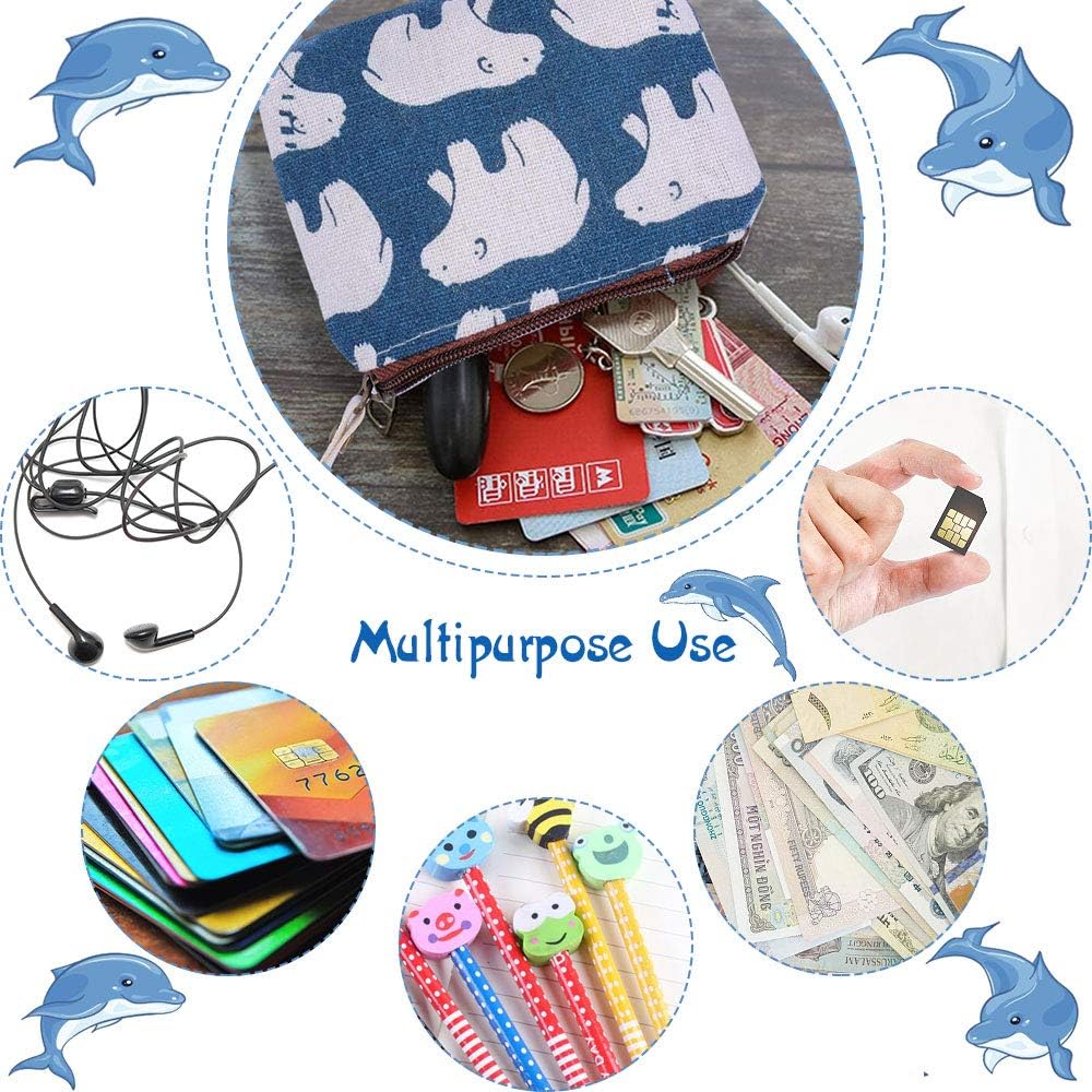 LYTIVAGEN 8 PCS Canvas Pencil Pen Zipper Pouch Cosmetic Makeup Bags Fabric Case Coin Organizer (19.5x8.5x3.5cm/13x10.5x3cm) - Image 5