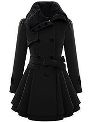 Zeagoo Women's Fashion Trench Coat Faux Fur Lapel