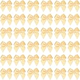 PATIKIL 1 Inch Mini Ribbon Bow 100 Pcs Satin Fabric Ribbon Flower Bows Appliques for DIY Craft Sewing Wedding Party Decoration, Gold