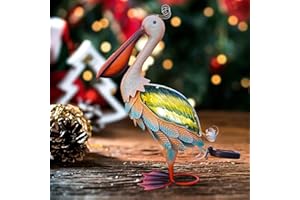 HONGLAND Solar Metal Pelican Statues Garden Sculpture & Statues, Glass Outdoor Pelican Yard Art Coastal Ocean Bird Decor Lawn Ornament for Backyard Porch Patio Decor（19 Inch）