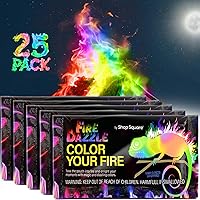 Fire Dazzle Fire Color Changing Packets for Fire Pit - 25 Pack Color Packets, Flame Changer for Fire Pit and Campfires - Camp