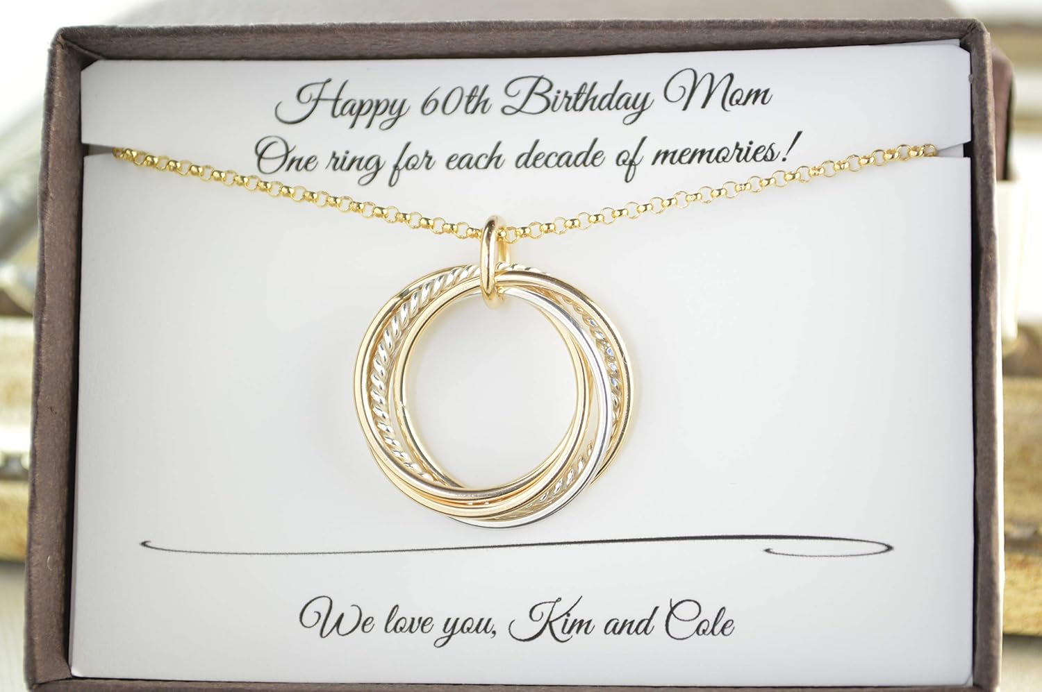 Amazon Com 60th Birthday Gift For Mom 6 Mixed Metals Necklace 60th Birthday Gift For Women 6th Anniversary Gift For Her 6 Best Friends Gift Handmade