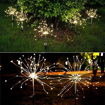 Sunboia Luces solares de Fuegos Artificiales, 2x120Leds Luces ...