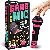 Lucky Egg Official Grab The Mic – Family Karaoke Board Game w/Foam Mic, 8+ Ages, 2-10 Players - Games for Bad Singers w/ 240 Lyrics (120 Cards) (First Edition)