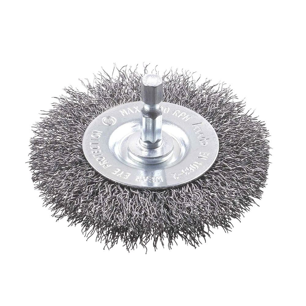 kwb Disc Brush Coarse, HSS Steel Wire, Ø 75 mm for Metal and Stone, Wire Brush for Drill Machine with E6.3 Hex Shank, for Rust Removal, Descaling, Roughening, and Cleaning, 1 Piece