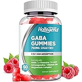 HOLLEGEND GABA Gummies, Sugar-Free Stress Relief Gummies for Adults, High-Potency GABA L-theanine Supplement with Magnesium, Ashwagandha, 5-HTP & Vitamin B6 for Zzz & Brain Health, Vegan, 60