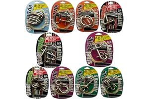 Large Assorted Metal Brain Teasers 10 Pack Metal Wire IQ Puzzles with Paper Box Gift Package Great Educational Intelligence Toys for Kids and Adult by AHYUAN