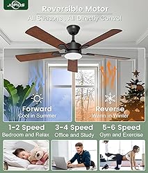 JOFIOS Ceiling Fans with Lights,52 inch Ceiling Fan