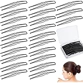 36 Pieces U Shaped Hair Pins Metal Bobby Ballet Styling Pins for Women Girls Salon Thick Thin Long Curly Hair Forks(Black)