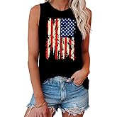 COMIZI USA Tank Top Women 4th of July Shirts American Flag Stars Stripes Tshirt Patriotic Tank