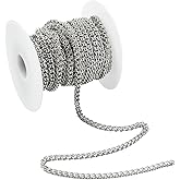 Gelirda 5M Stainless Steel Link Chain 16.4 Feet Twisted Links Curb Chains Roll Spool for Jewelry Making DIY Craft