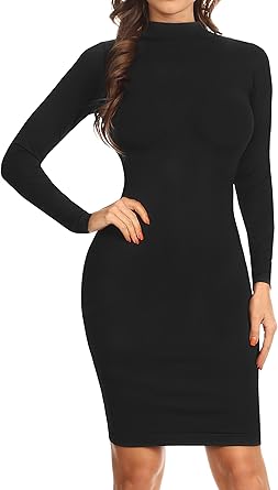 mock neck bodycon dress long sleeve