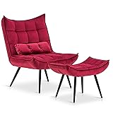 MCombo Accent Chair with Ottoman, Modern Velvet
