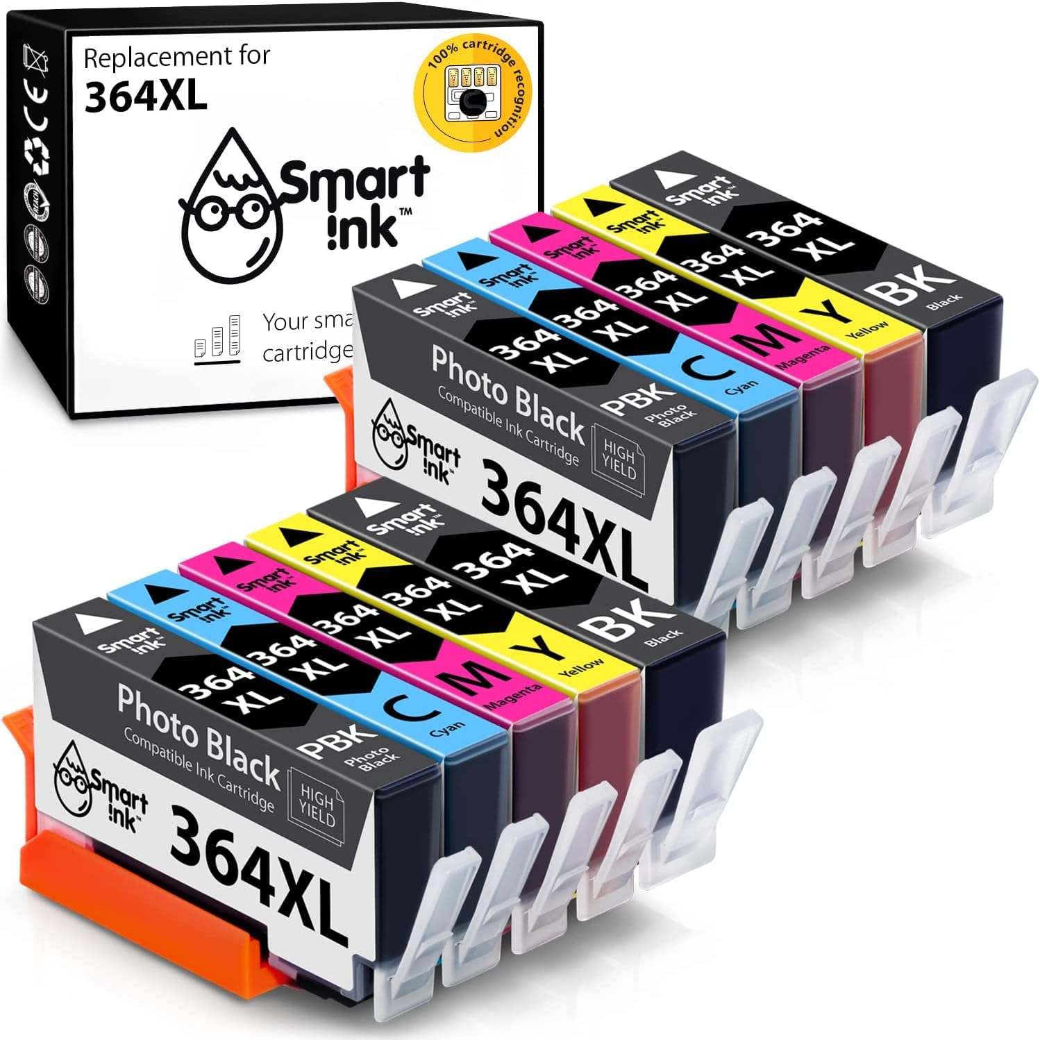 Smart Ink Compatible Ink Cartridge Replacement for HP 364 XL 364XL 10 Multipack (2PBK,2BK & 2C/M/Y high yield) for HP Photosmart 5520 5510 6520 7510 7520 6510 C6380 DeskJet 3520 3070A OfficeJet 4620