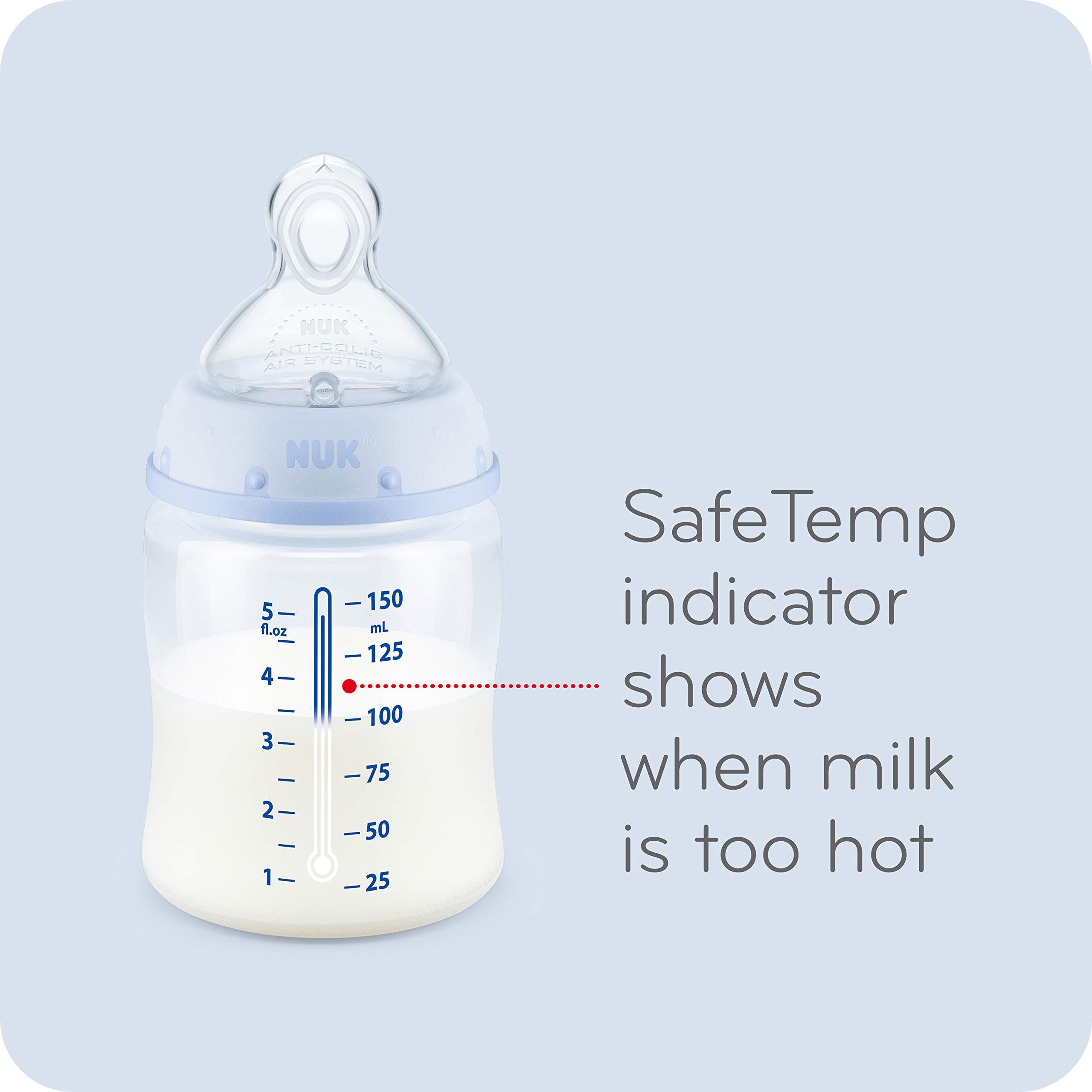 NUK Smooth Flow Anti Colic Baby Bottle, Elephant, 5 Ounce (3 Pack)