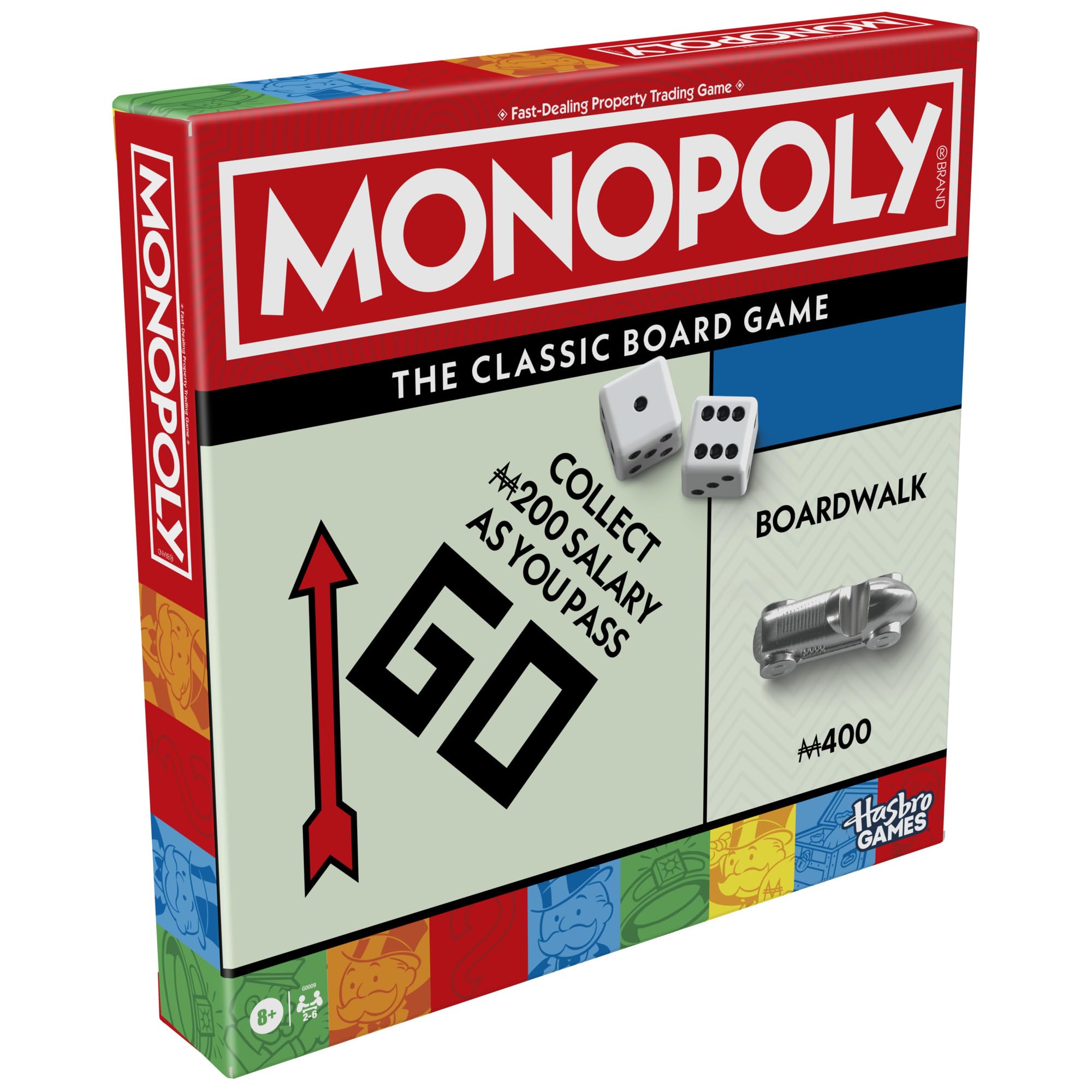 Monopoly Board Game | Classic Game with Storage Tray and Larger Tokens | Ages 8+ | 2 to 6 Players | Family Games for Kids and Adults | Kids Gifts