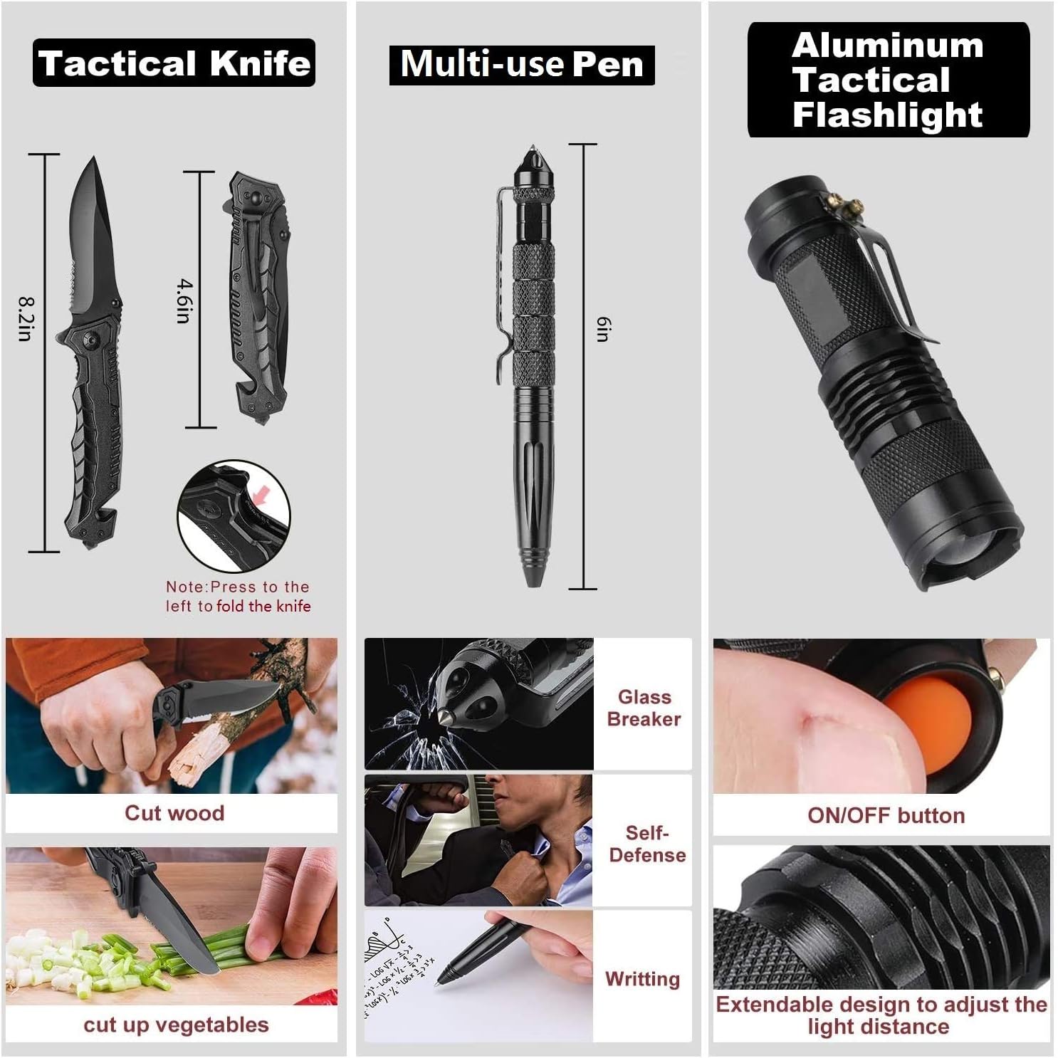 ProCase Survival Kit (40 in 1) for Camping Hiking, Outdoor Gear Tool and Equipment with Survival Bracelet, Fire Starter, Compass, Medical Supplies, Gifts for Men Dad Boyfriend Fathers Day -Black: Sports & Outdoors