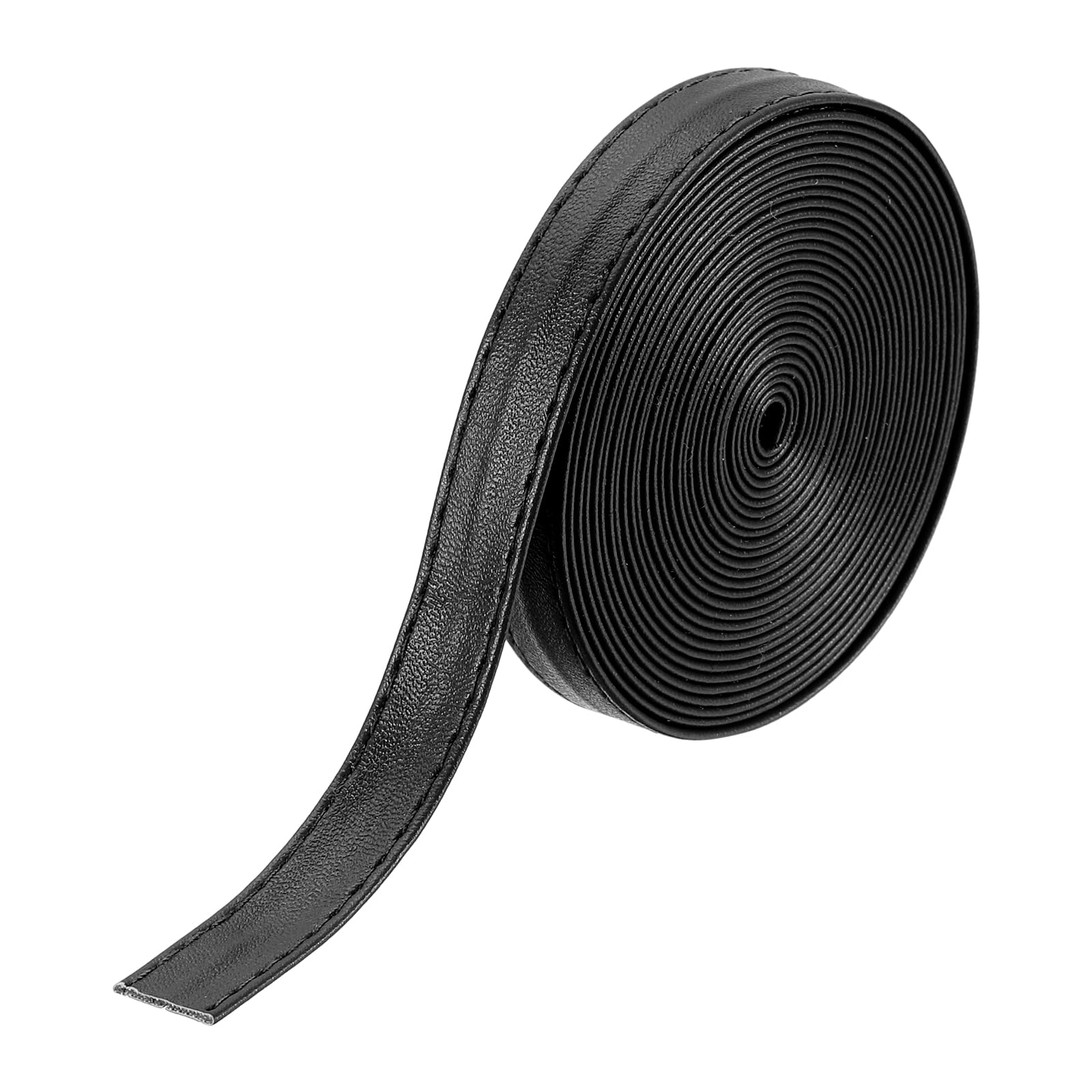 Photo 1 of uxcell 118 Inches Double Sided PU Leather Strap, 0.47 Inches Wide Flat Leather Strips Cord String for Clothing Bag DIY Craft Making (Black)