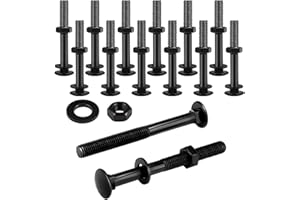 Zonon 12 Sets 1/2 x 4 Inch Black Carriage Bolt Kit Galvanized Carriage Bolt Set Includes Rust Resistance Washers and Nuts for