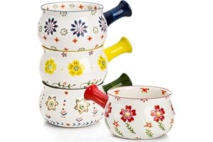 Peohud 4 Pack French Onion Soup Bowls with Handles, 22 Ounce Porcelain Soup Crock, Large Serving Bowls for Chili, Cereal, Bee