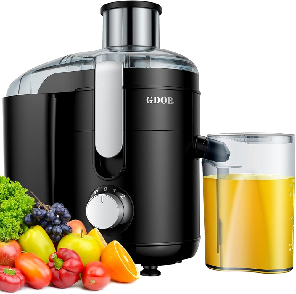 GDOR Juicer Machine, Electric Centrifugal Juicer with Titanium Enhanced Cut Disc, Dual Speeds with 2.5" Feed Chute, for Fruit