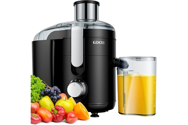 GDOR Juicer Machine, Electric Centrifugal Juicer with Titanium Enhanced Cut Disc, Dual Speeds with 2.5" Feed Chute, for Fruit