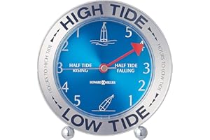 Howard Miller Tide Mate III Table Clock 645-527 – East Coast Atlantic Ocean, High & Low Tide, Silver-Tone Acrylic Case, Colorful Graphics, Quartz & Tide Movement