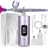 SAVILAND Airbrush Kit for Nails: 30 PSI LCD Display Airbrush Kit with Compressor Rechargeable Nail Airbrush Machine with 0.3mm Nozzle Cordless Portable Air Brush Painting Set for Nail Art