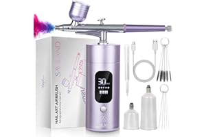 SAVILAND Airbrush Kit for Nails: 30 PSI LCD Display Airbrush Kit with Compressor Rechargeable Nail Airbrush Machine with 0.3mm Nozzle Cordless Portable Air Brush Painting Set for Nail Art