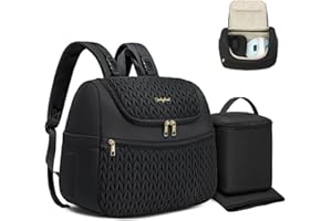 Qualyphant Breast Pump Bag for Spectra S1/S2 & Medela – Insulated Cooler Bag, 13" Laptop Sleeve, Diaper Backpack with Changing Pad – Lightweight, Water-resistant & Stylish for Work, Travel, Black