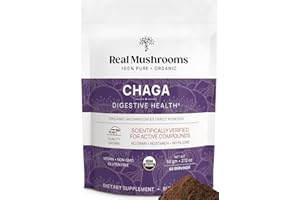 Real Mushrooms Chaga Powder - Organic Mushroom Supplement with Chaga Extract - Chaga Mushroom Powder for Digestion, Energy, & Immune Support - Vegan Mushroom Extract, Non-GMO, 60 Servings