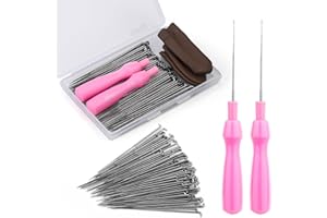 QMNNMA Needle Felting Needles, 100Pcs Wool Felting Needles, Needle Felting Tools Set with 2 Single Wooden Handle Storage Box Fingercots for Wool Projects(M)