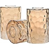 3 Pack Amber Hammered Glass Lamp Shade Replacement, 1-5/8 Inch Fitter, 6-1/16" Tall, Water Ripple Cylinder Glass Lighting Fix