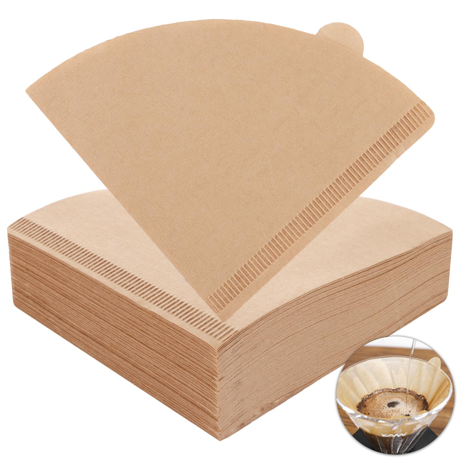 ASelected 200Pcs Coffee Filters Papers Compatible with Size 02 Unbleached Cone Paper Filters for Pour Over and Drip Coffee Maker (1-4 Cups)