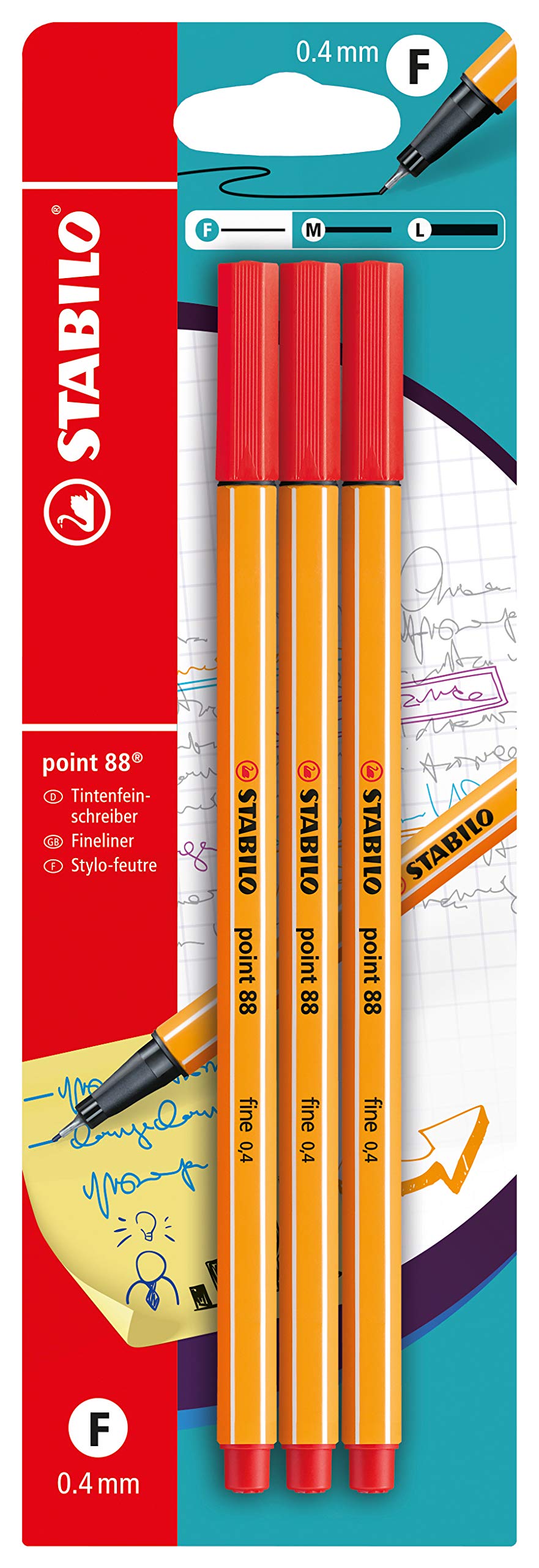 STABILO Fineliner point 88-3pc - Red