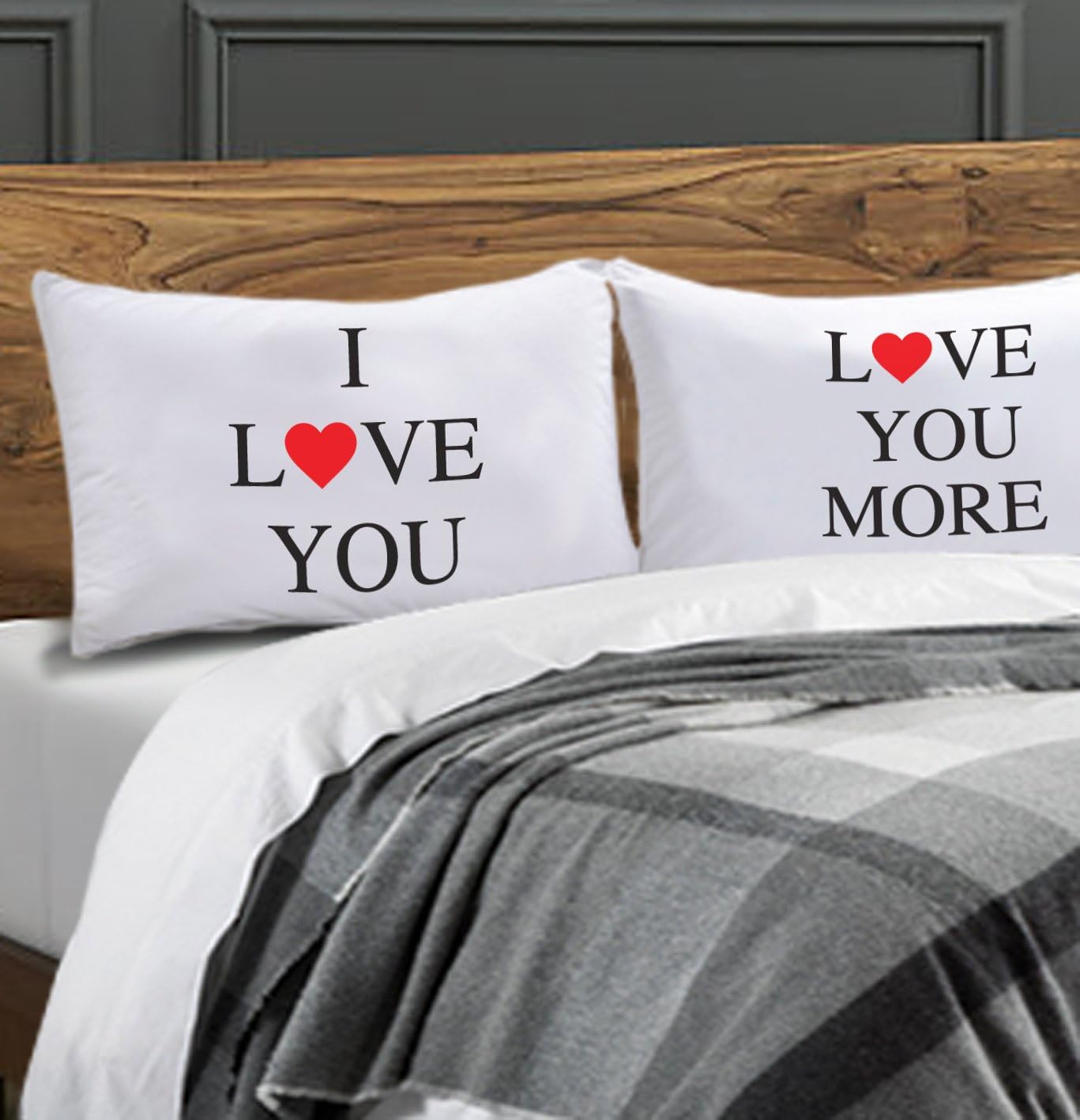 Lady Sandra Home Fashions I Love You Pillow Case Set Includes (2) 20" x 30" Pillowcases I Love You & Love You More