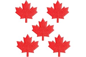 5 PCS Mini Die Cut Canada Flag Iron on Sew on Patches, Canadian Glue Back Tags Embroidered Applique Clothes Accessories Patch