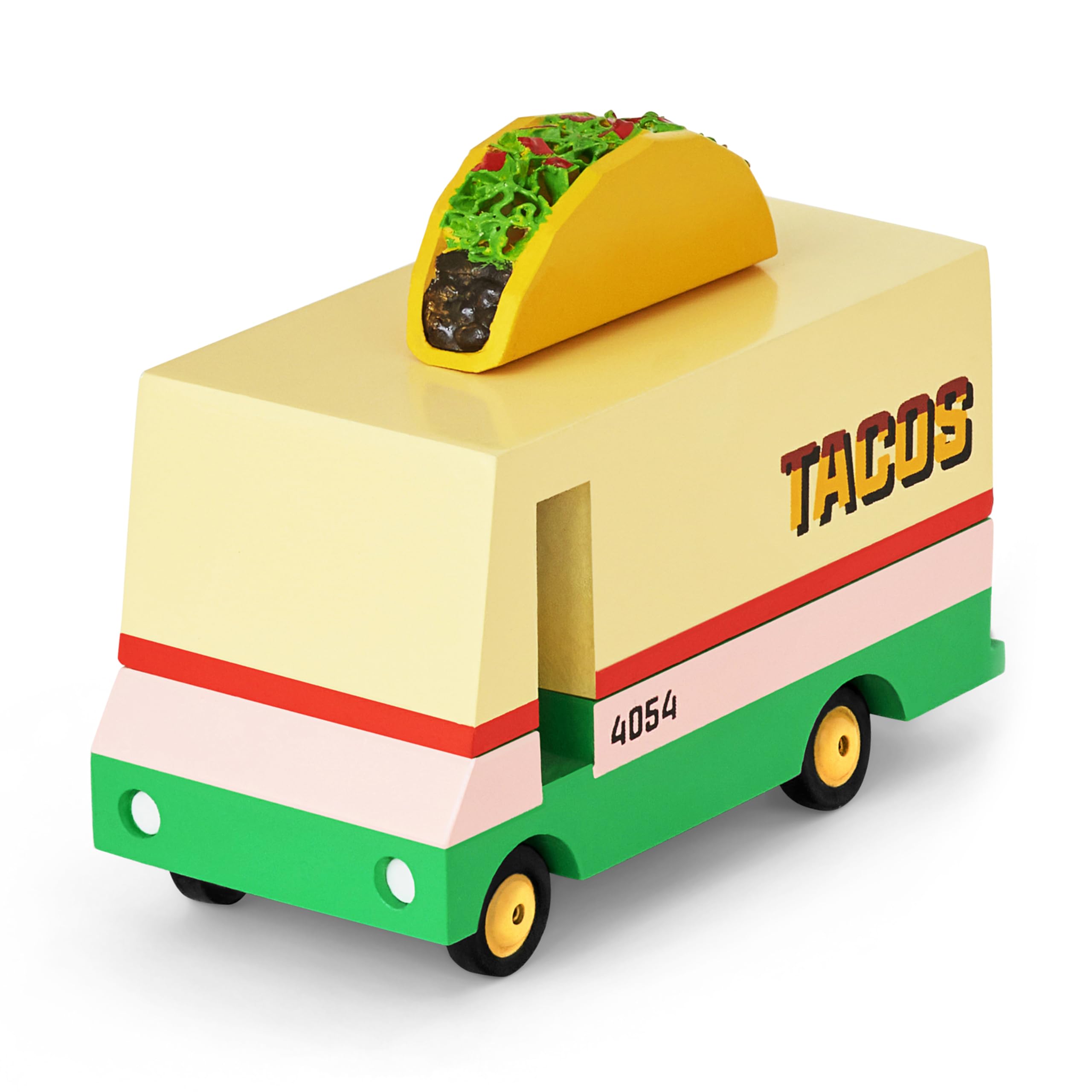 Candylab Candyvan Taco Van, Wooden Toy Vehicle, Kids Toy, Orange Wheels, 3 Years+, Food Truck Theme