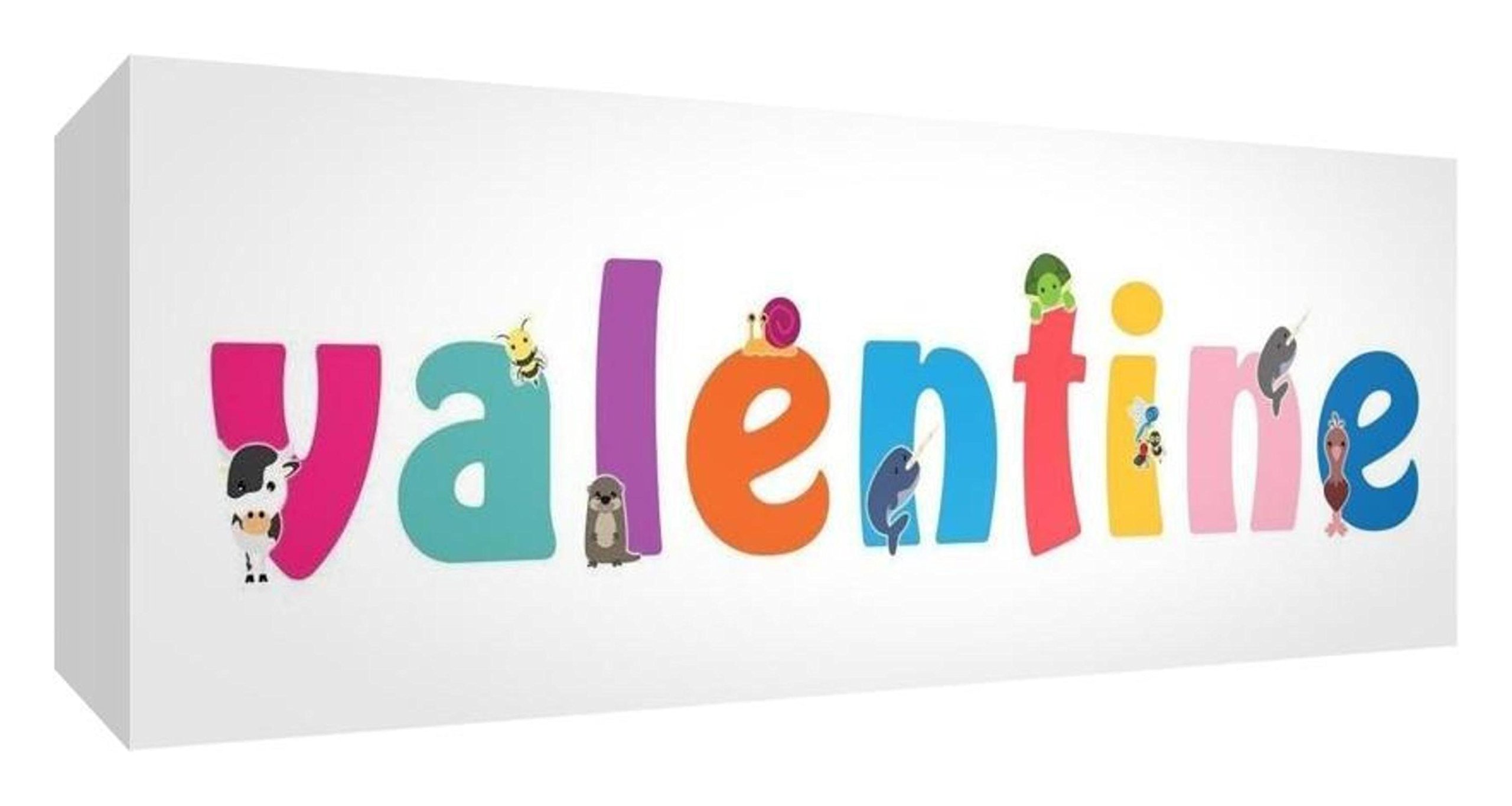 Little Helper Canvas Gallery Wrapped Box with Front Panel Style Example Girl/The Name of Colorful Valentine 21 x 59 x 3 cm, Medium