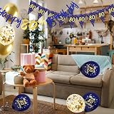 DearLives Navy Blue Gold 80th Birthday Decorations Party Banner Balloons view 5