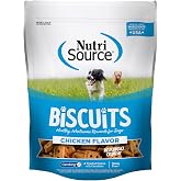 NutriSource Grain Free Dog Treats, Crunchy Biscuits, 14 oz | Chicken, Real Fruits &amp; Vegetables, L-Carnitine, No Corn Wheat or Soy