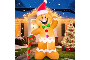 KOOY 6FT Inflatable Christmas Decorations, Christmas Blow Up Yard Decorations with LED Light Up, Gingerbread Inflatable Outdoor Decorations for Xmas Yard Decor