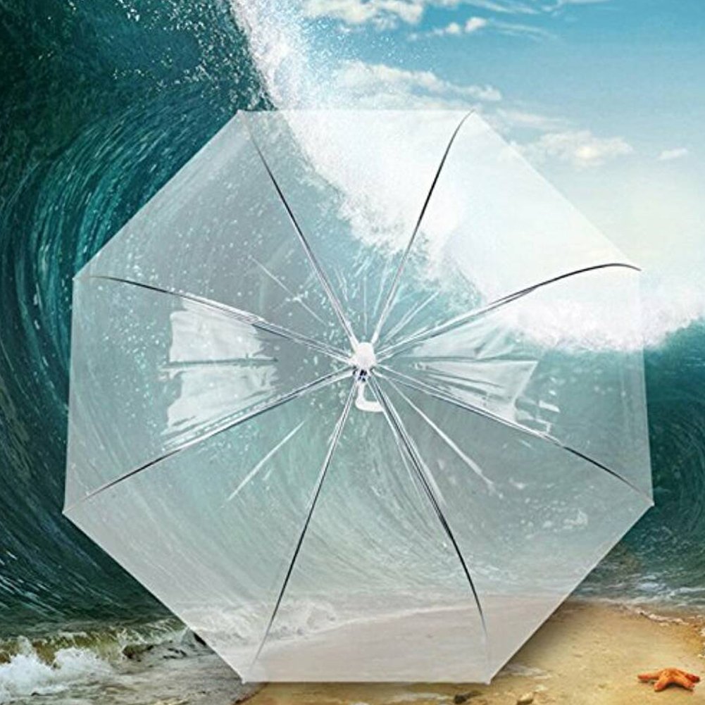 Feiuruhf Transparent Mushroom Umbrella,Windproof Half Automatic Handle Clear Rain Umbrella Clear Dome Shape Umbrella Decor for Wedding ,Women and Children(Clear)