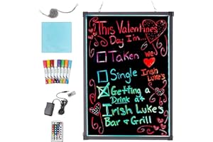 ALPINE INDUSTRIES Alpine LED Message Writing Board - 24" x 32" Illuminated Dry Erase Board with 48 Different Flashing Styles & Fluorescent Markers, Perfect for Restaurants, Schools & Retail Stores