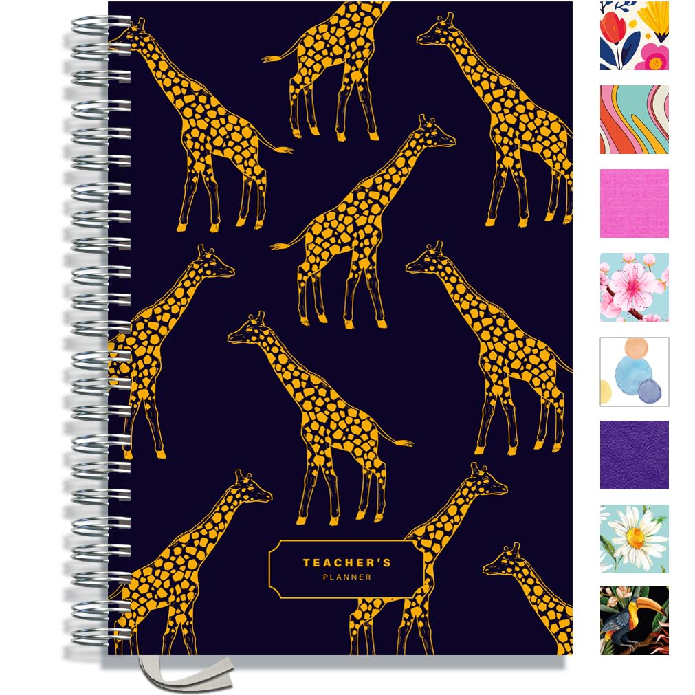 Teacher Planner 2026-2027 A4 size by Pirongs | 6 Lesson Planner for Teachers | Page a day | Undated, Hardback, Wiro-bound Teachers Planner - Giraffe — image 1