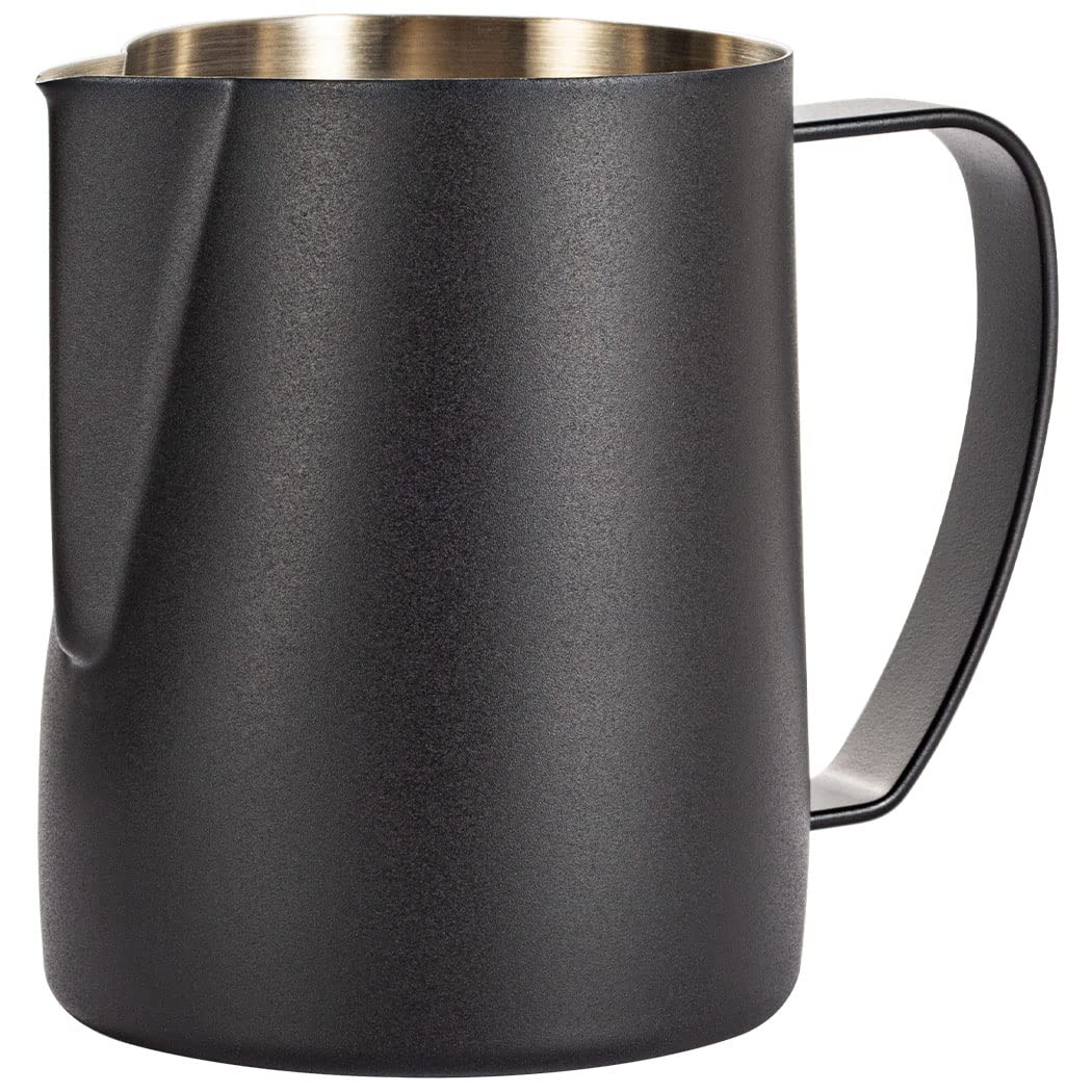Dianoo Milk Frothing Pitcher, 600ml Stainless Steel Espresso Steaming Pitcher, Coffee Cappuccino Barista Steam Pitchers Milk Jug Latte Art, Black