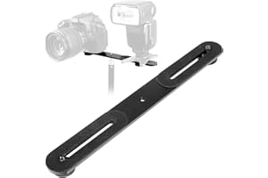 ChromLives 1/4'' Dual Camera Mount Flash Bracket Extension Bar 10.6'' Straight Flash Bracket Tripod Mount Bracket for DSLR Camera LED Light Flash Light Microphone and More